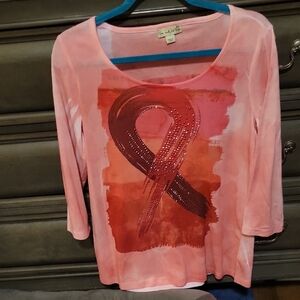 Support BREAST CANCER AWARENESS...Live and Let Live Pink and Red Long Sleeve Top